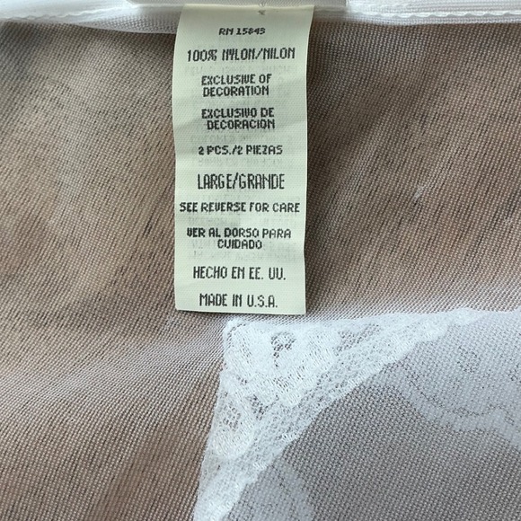 Vintage Quiet Moments White Lace Sheer Peignoir Set Nightgown Robe Bridal USA  L - Picture 9 of 9